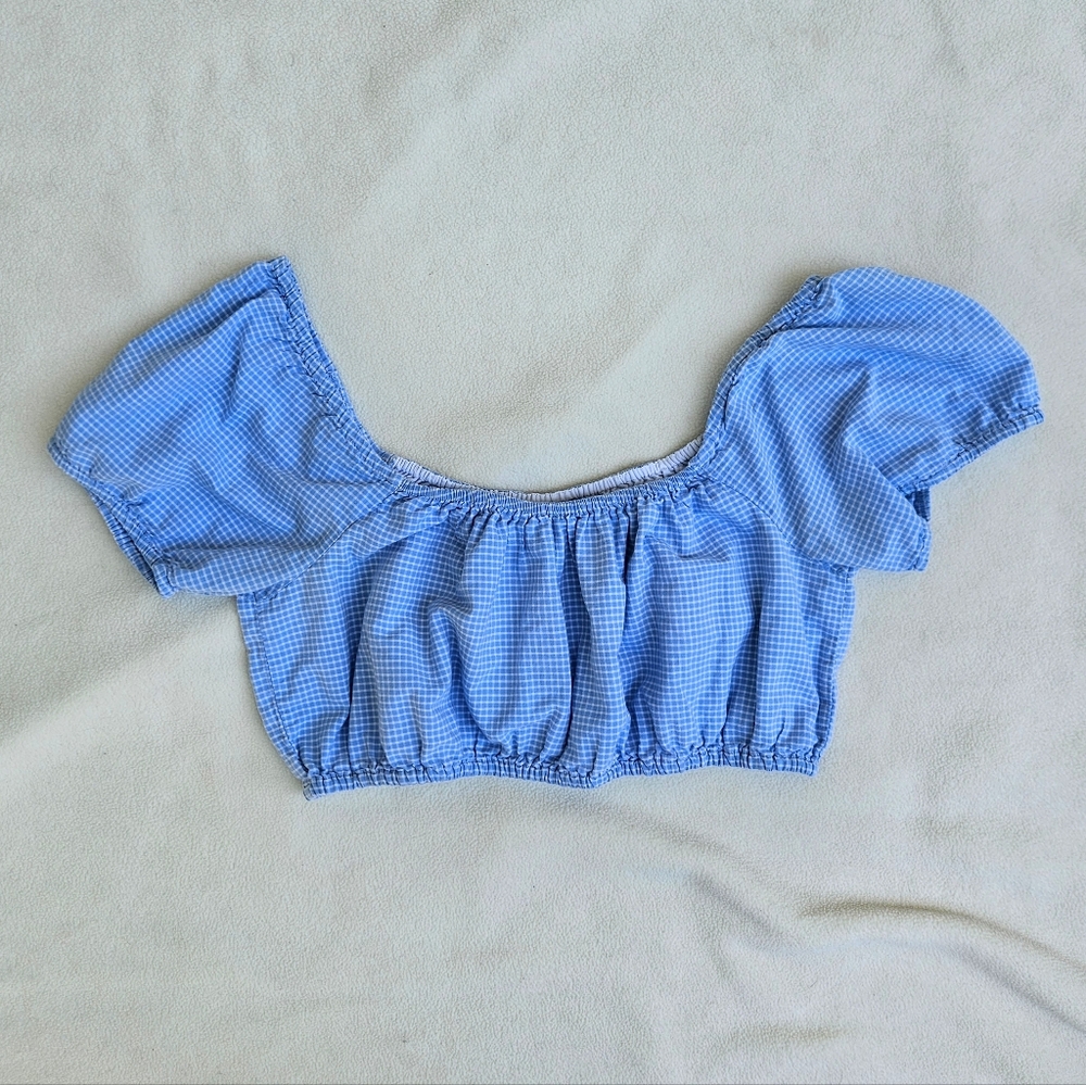 Blue Gingham Crop Top